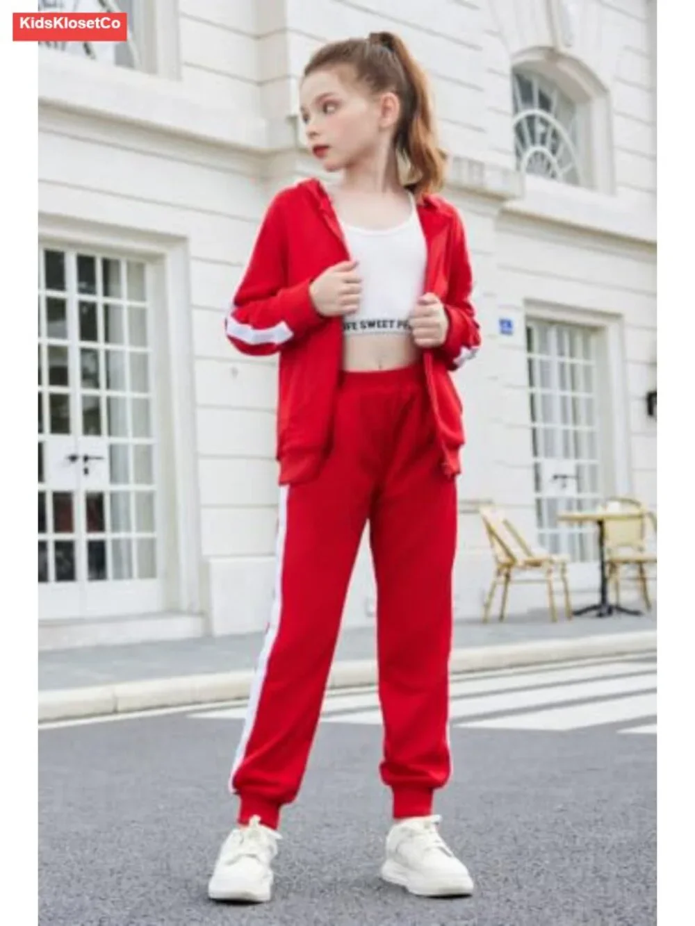 Girls Zip Up Hoodie and Jogger 2 Piece Tracksuit Sweatsuit Set